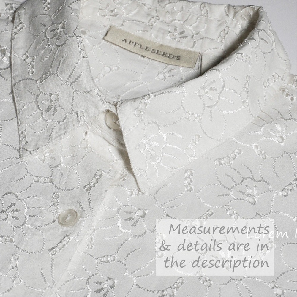 Romantic White 100% Cotton Eyelet Button-Down Top Feminine Luxe Plus Size 2X XXL - Picture 4 of 6